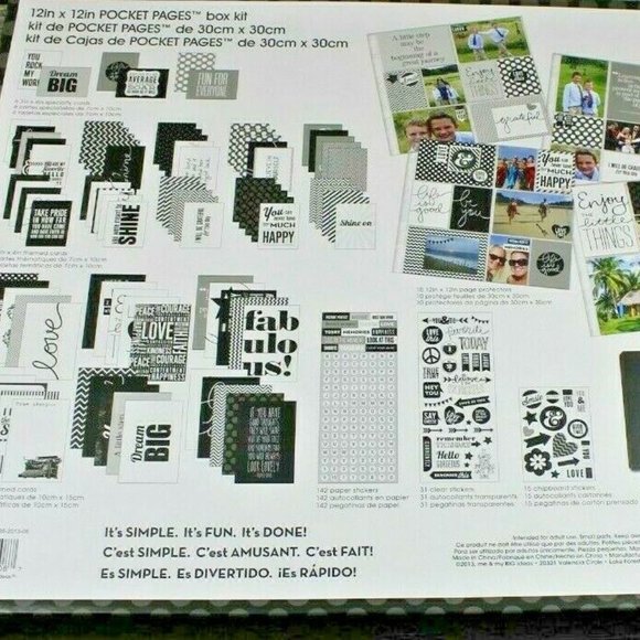 MambiKit Pocket Pages Me and my Big Ideas 12x12 Scrapbook Kit Black and White - Picture 2 of 3